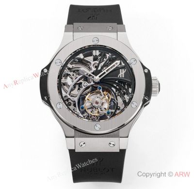 Swiss Super Clone Hublot Big Bang Tourbillon V4 Stainless Steel 44mm Watch